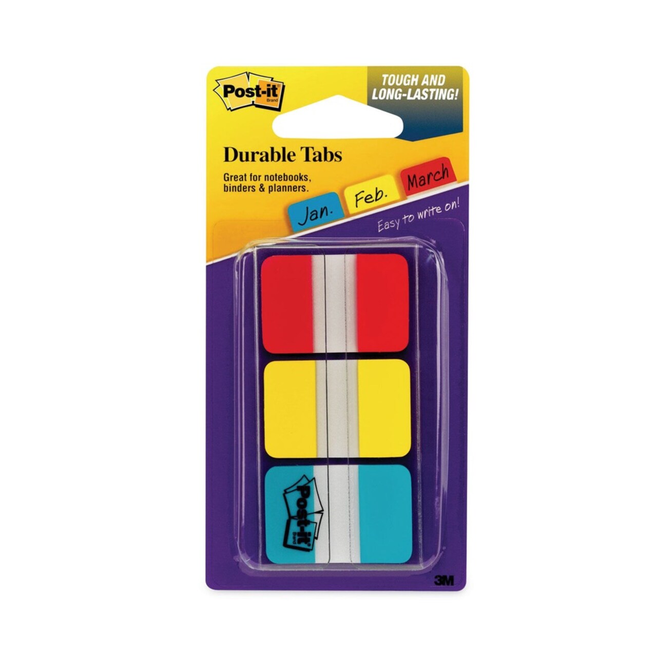 Post-it Tabs 1 in. Wide 1/5-Cut Lined Tabs - Assorted Primary Colors (66/Pack)